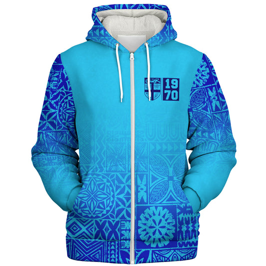 Fiji Sherpa Hoodie Fiji Independence 1970 Tapa Style ( Ver 2 )