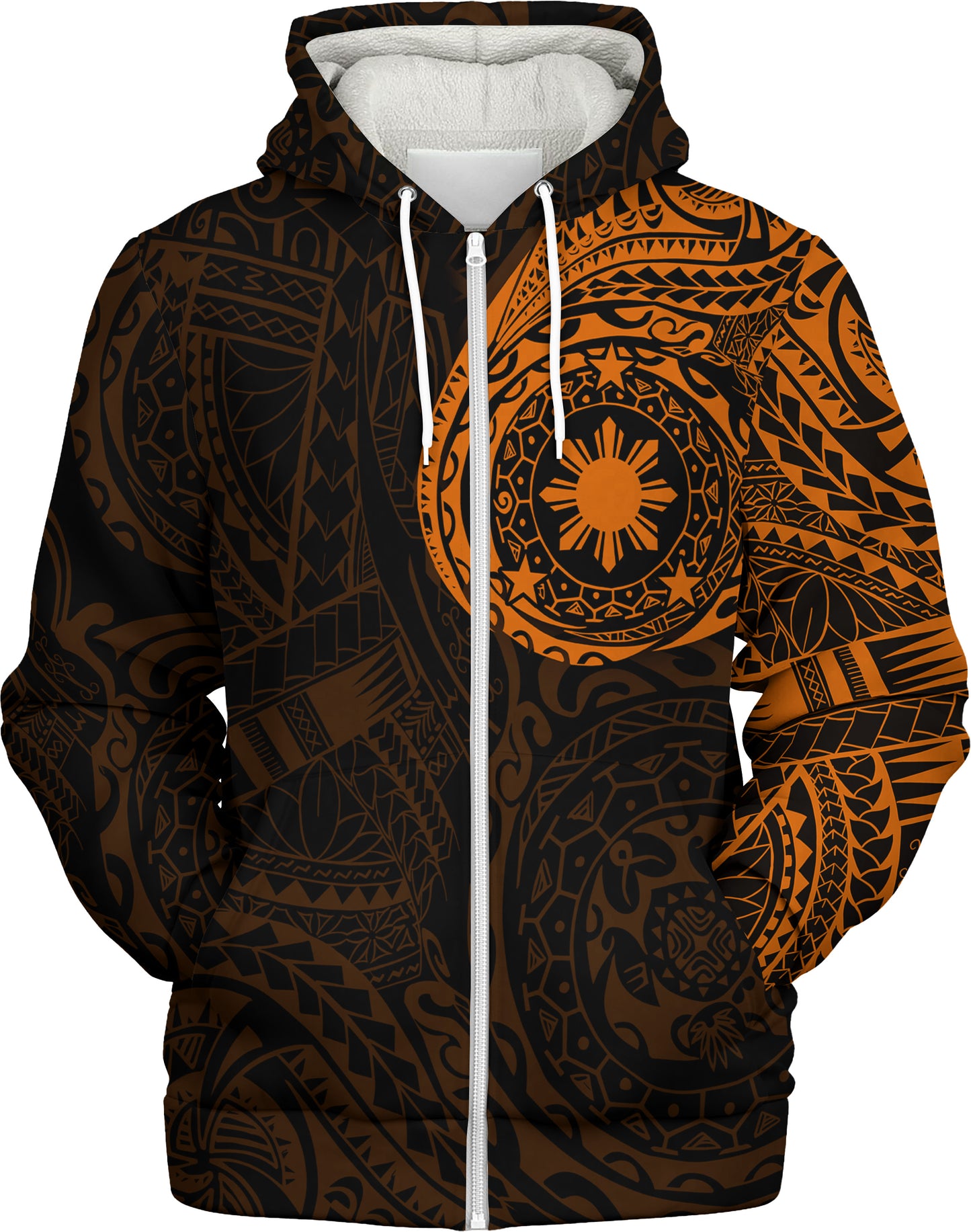 Philippines Filipinos Polynesian Tattoo Style Sherpa Hoodie