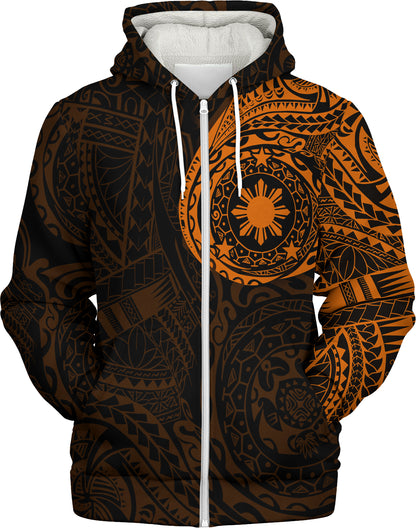 Philippines Filipinos Polynesian Tattoo Style Sherpa Hoodie