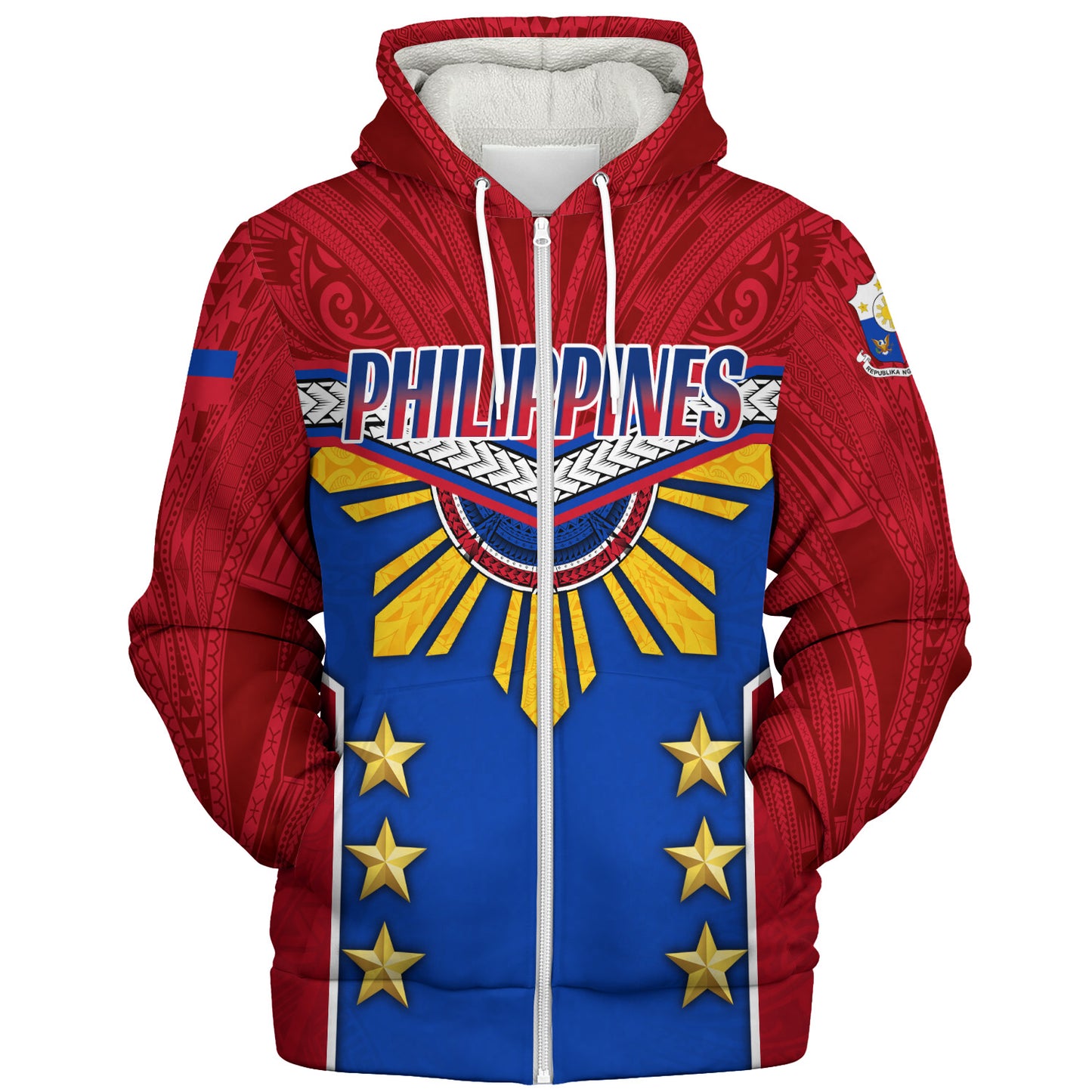 Philippines Filipinos Sherpa Hoodie Half-Up Style Flag