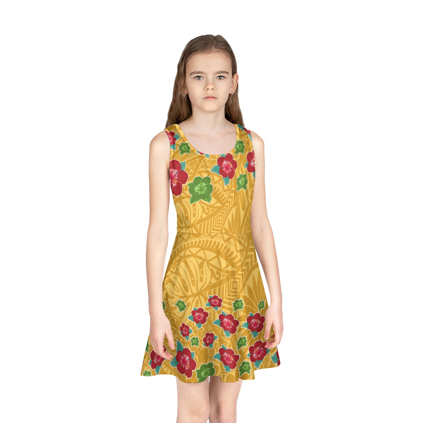 Hawaii Girls Sleeveless Sundress Hibiscus Flowers