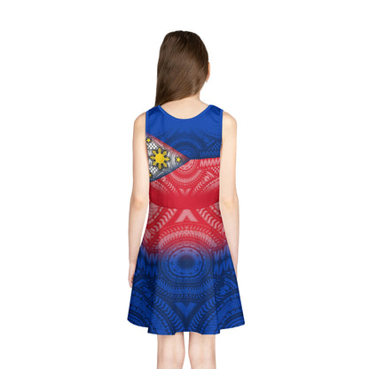 Philippines Filipinos Girls Sleeveless Sundress Philippines Flag Color Style