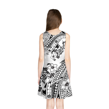 Polynesian Girls Sleeveless Sundress Polynesian Patterns Tropical Flowers
