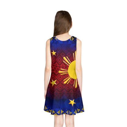 Philippines Girls Sleeveless Sundress Tribal Pattern Filipino Sun