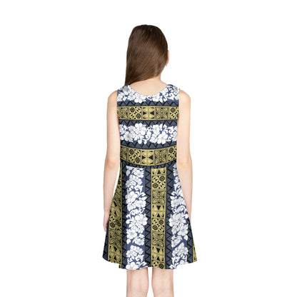 Hawaii Girls Sleeveless Sundress Hibiscus Flowers Tapa Patterns