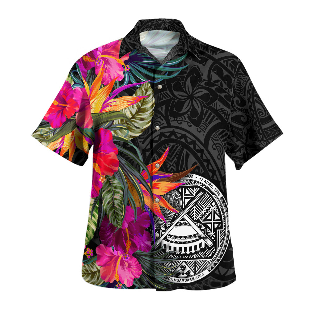 American Samoa Hawaiian Shirt Polynesian Hibiscus Pattern