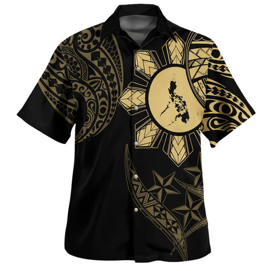 Philippines Hawaiian Shirt Tribal Sun In My Heart Gold
