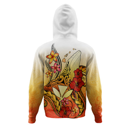 Hawaii Hoodie Humpback Whale with Hibiscus Plumeria