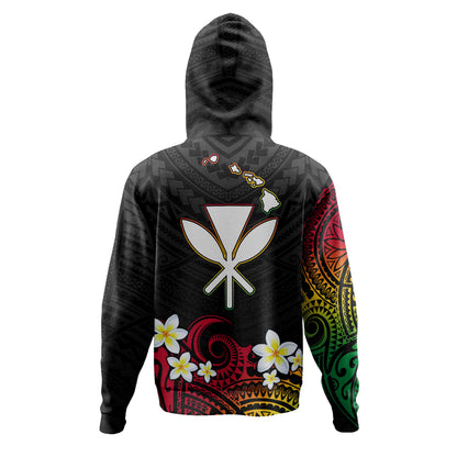 Hawaii Hoodie Custom Plumeria Flowers Tribal Motif Reggae
