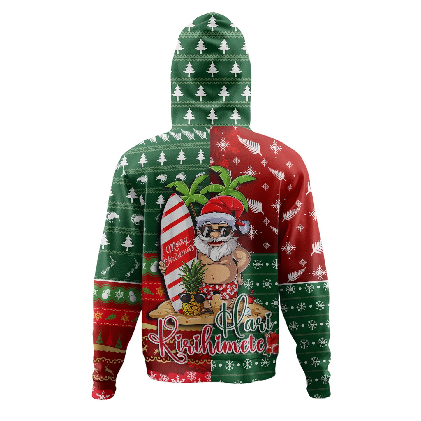 New Zealand Hoodie Maori Hari Kirihimete Tropical Xmas Patterns