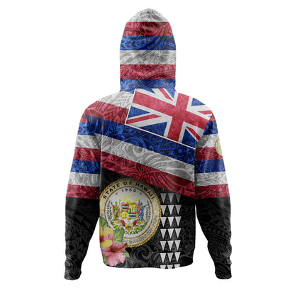 Hawaii Hoodie Hawaiian Flag Polynesian Tribal Hibiscus Style