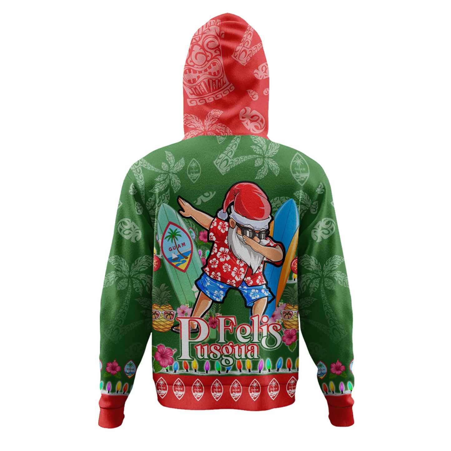Guam Hoodie Felis Pusgua Tropical Xmas Patterns