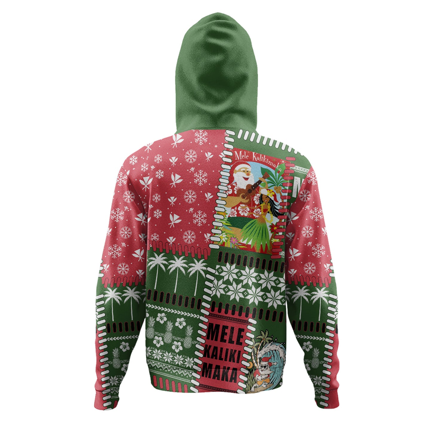 Hawaii Hoodie Santa Surfing Mele Kalikimaka Kanaka Maoli