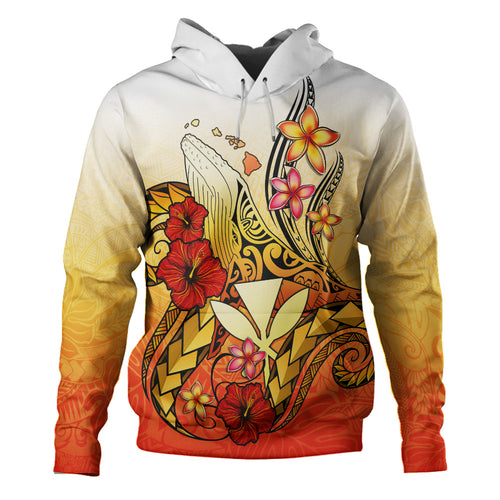 Hawaii Hoodie Humpback Whale with Hibiscus Plumeria