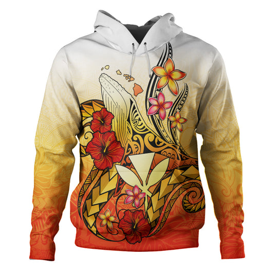 Hawaii Hoodie Humpback Whale with Hibiscus Plumeria
