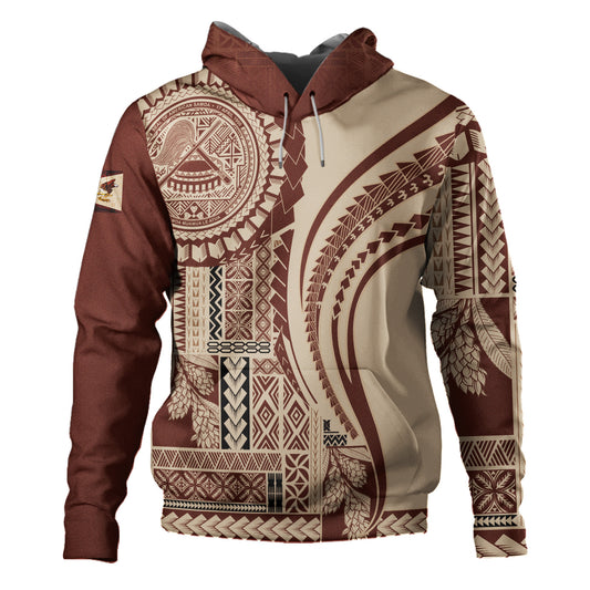 American Samoa Hoodie Samoan Siapo Brown Design