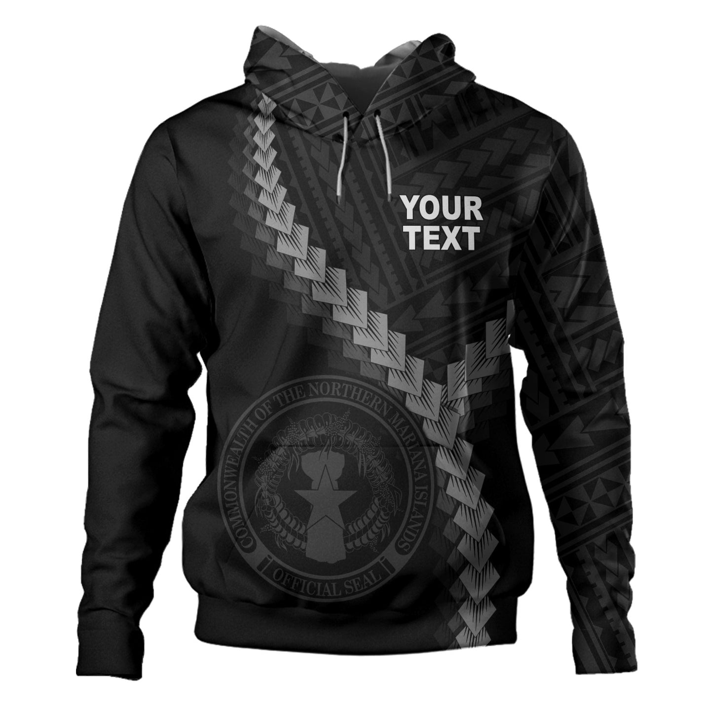 Northern Mariana Islands Hoodie Coat Of Arm Polynesian Tattoo Style