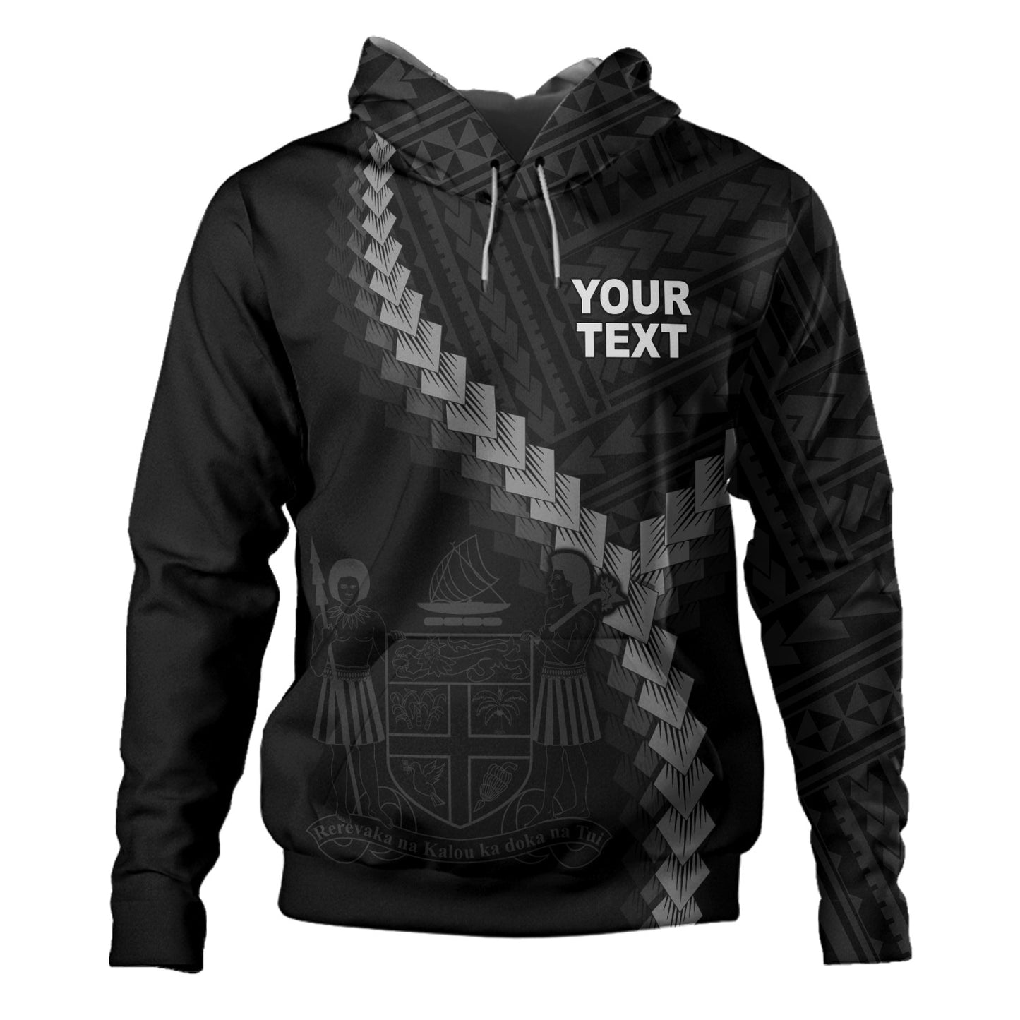 Fiji Hoodie Coat Of Arm Polynesian Tattoo Style