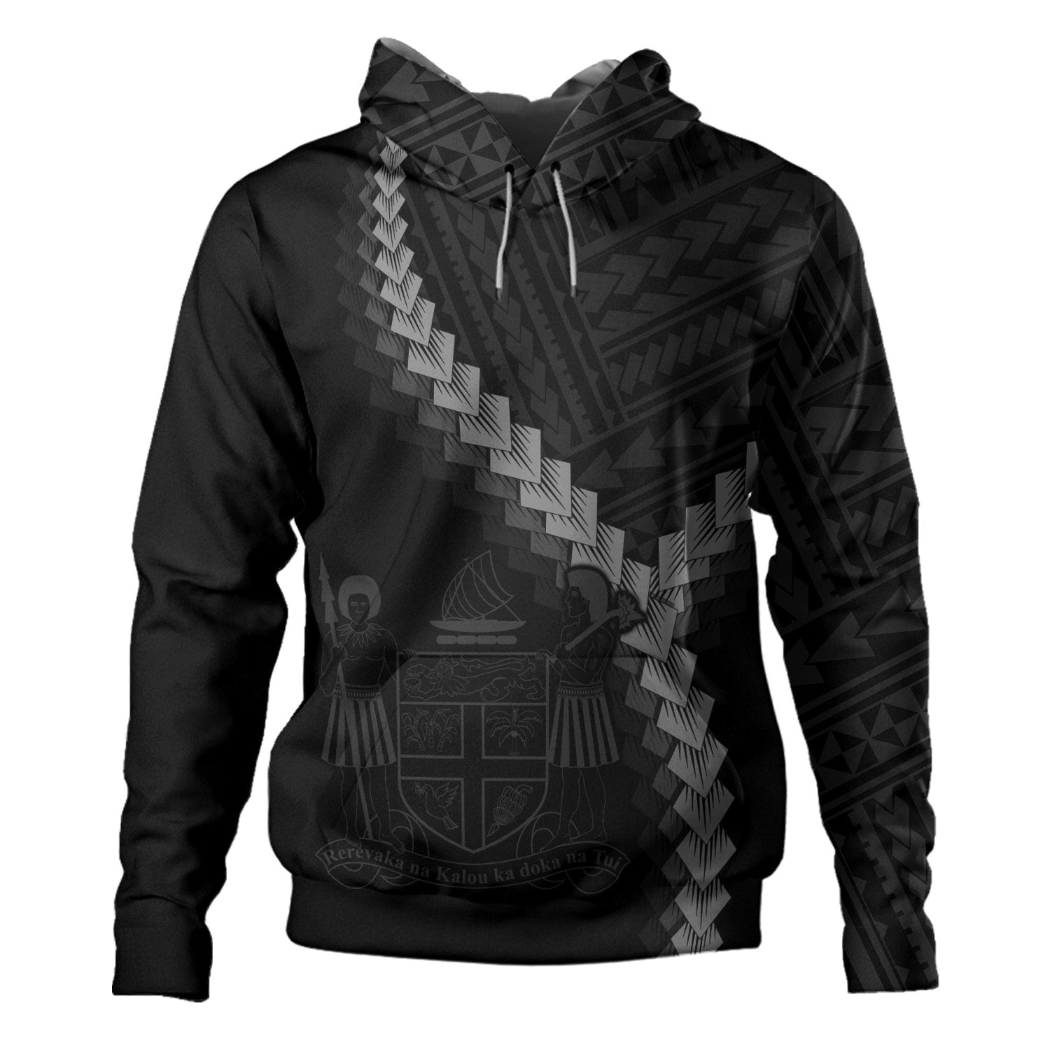 Fiji Hoodie Coat Of Arm Polynesian Tattoo Style