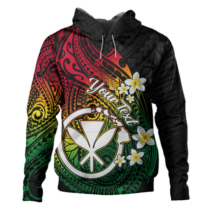 Hawaii Hoodie Custom Plumeria Flowers Tribal Motif Reggae
