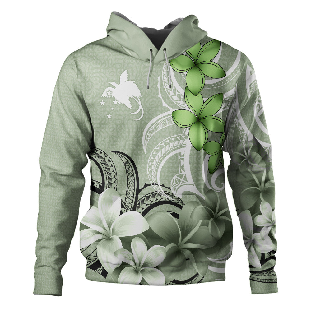 Papua New Guinea Hoodie Custom Personalised Floral Spirit Sage Green
