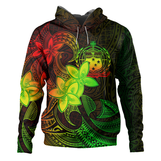 Samoa Hoodie Plumeria Flowers Vintage Style Reggae Colors