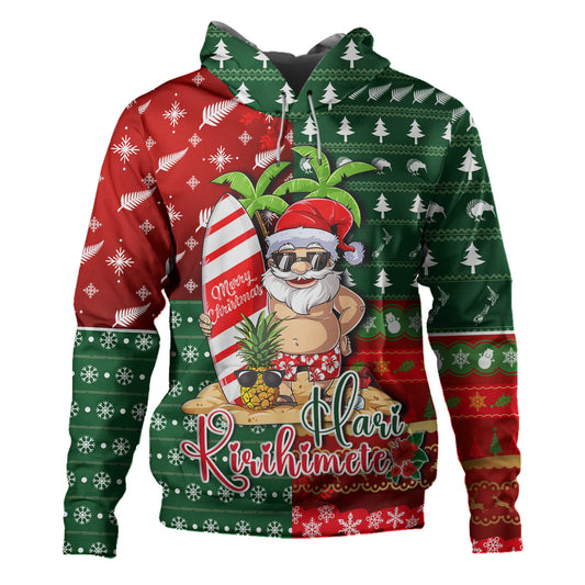 New Zealand Hoodie Maori Hari Kirihimete Tropical Xmas Patterns
