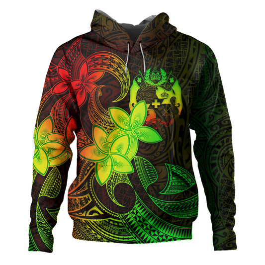 Tonga Hoodie Plumeria Flowers Vintage Style Reggae Colors