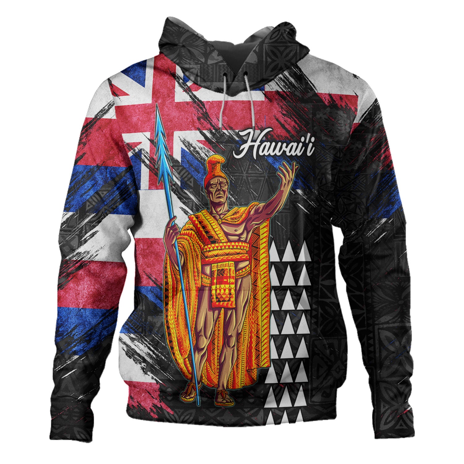 Hawaii Hoodie Hawaii King Grunge Style Color Flag Style