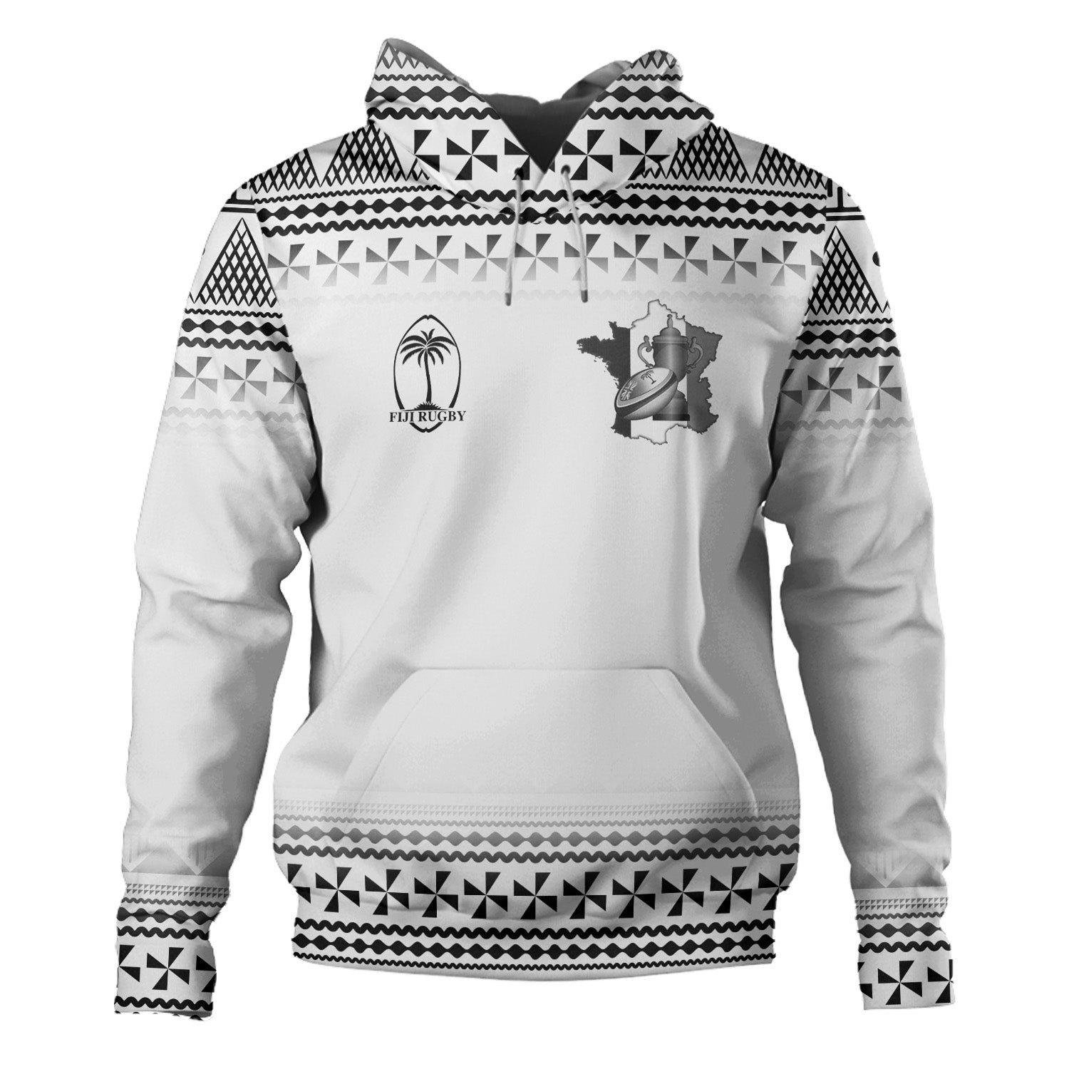 Fiji Hoodie Rugby Ball Tapa Patterns