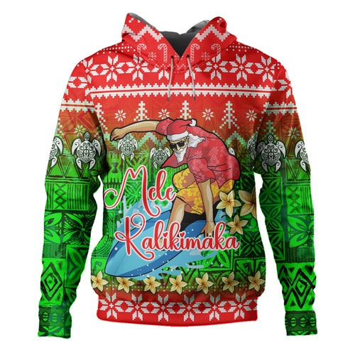Hawaii Hoodie Santa Surfing Mele Kalikimaka Style