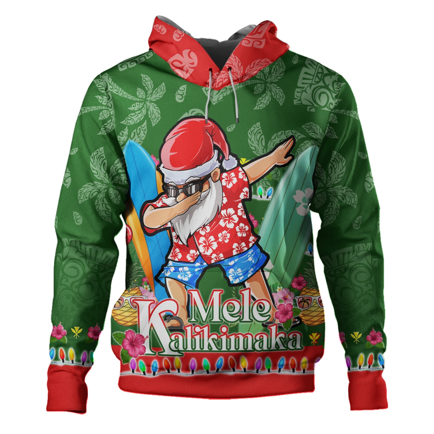 Hawaii Hoodie Mele Kalikimaka Dabbing Santa Christmas Style