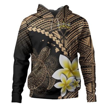 Ke Koa O Ke Kai Custom Personalised Hoodie Plumeria Sea Turtle Tattoo Tribal Design