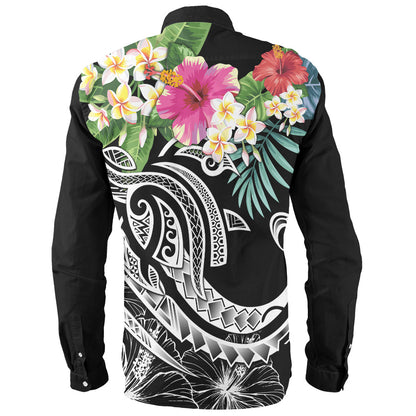 Polynesian Long Sleeve Shirt Summer Plumeria