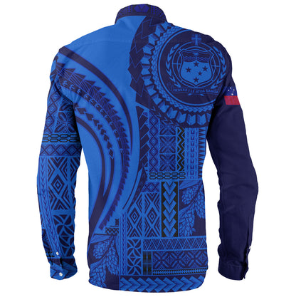 Samoa Long Sleeve Shirt Seal Samoan Siapo Blue Design