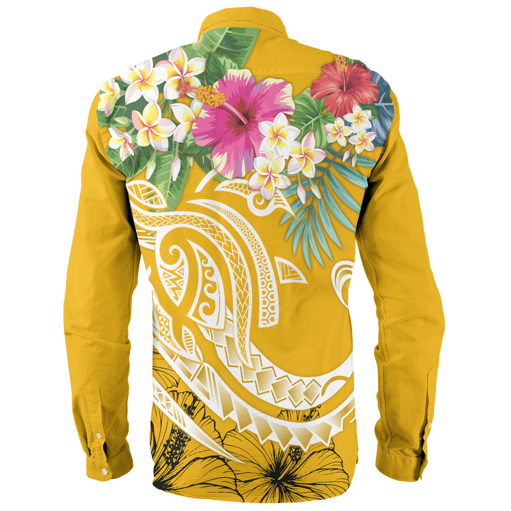 Polynesian Long Sleeve Shirt Summer Plumeria