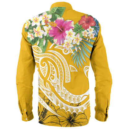 Polynesian Long Sleeve Shirt Summer Plumeria