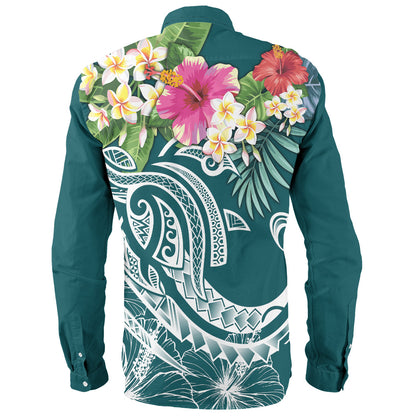 Polynesian Long Sleeve Shirt Summer Plumeria