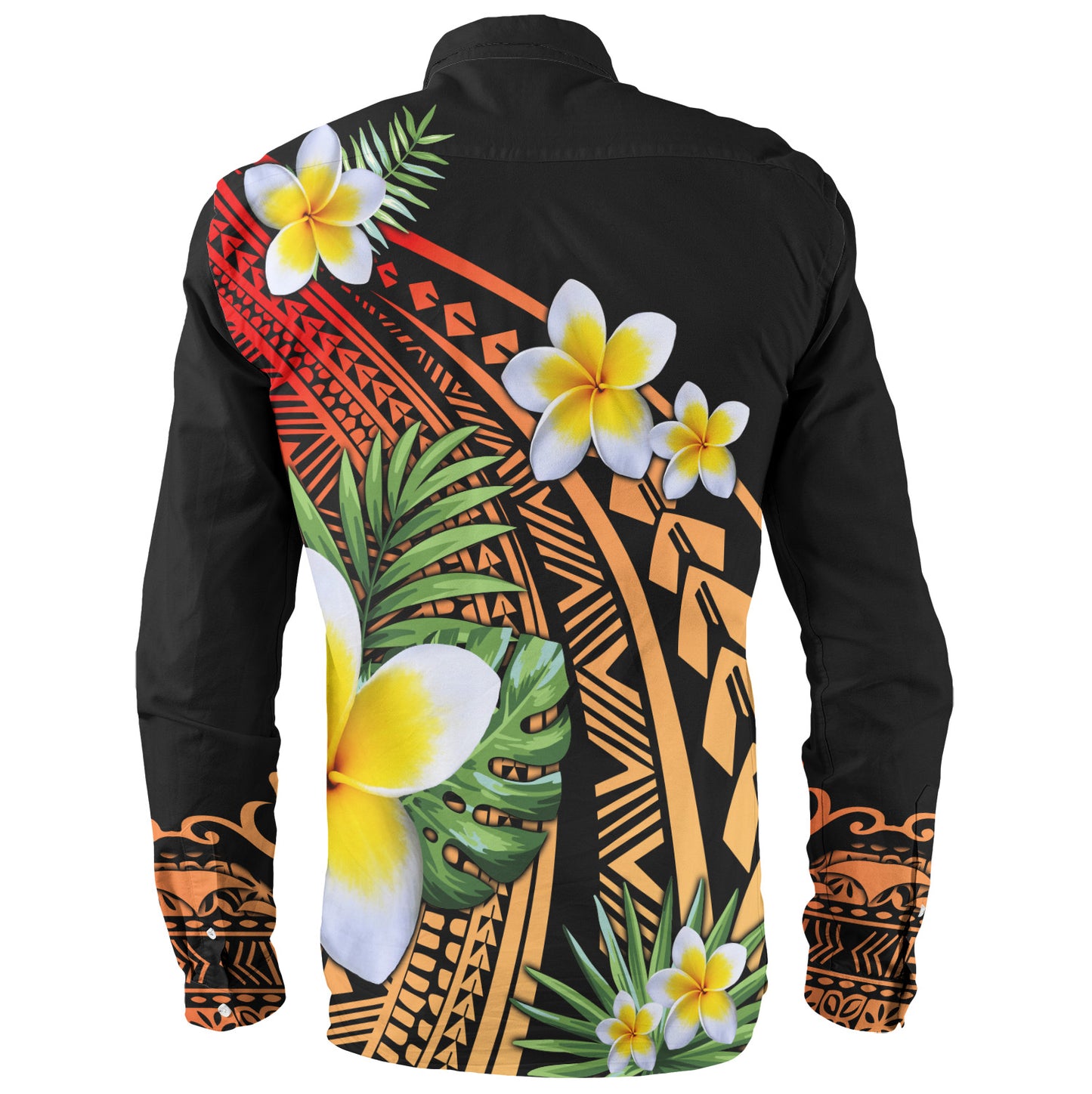 Hawaii Long Sleeve Shirt Plumeria Polynesian Pattern