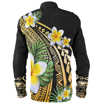 Hawaii Long Sleeve Shirt Plumeria Polynesian Pattern