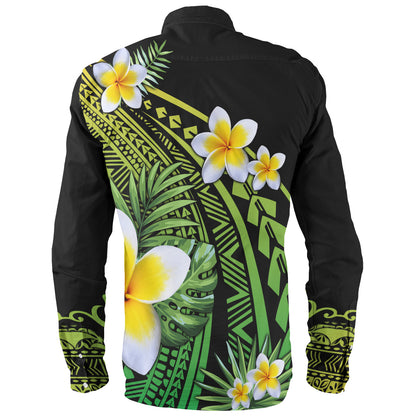Hawaii Long Sleeve Shirt Plumeria Polynesian Pattern
