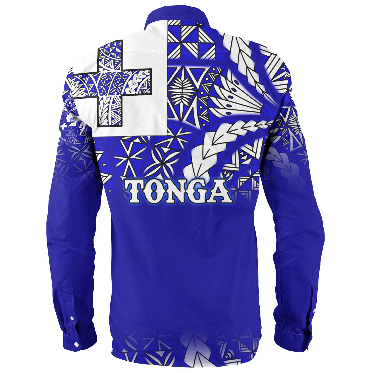 Tonga Long Sleeve Shirt Tonga Blue Color With Traditional Patterns