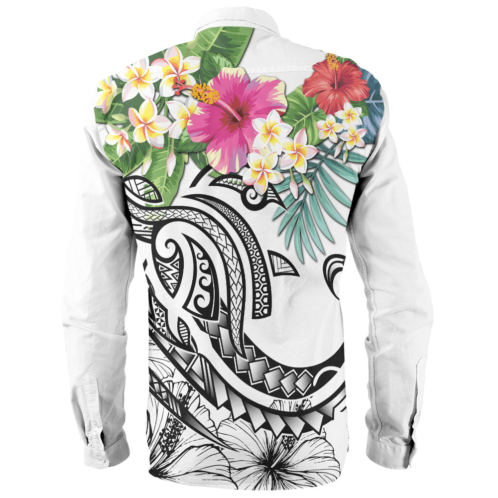 Polynesian Long Sleeve Shirt Summer Plumeria