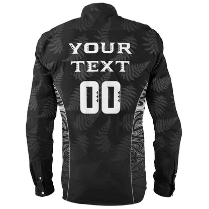 New Zealand Personalized Long Sleeve Shirt Rugby Heart Maori Style Silver Fern