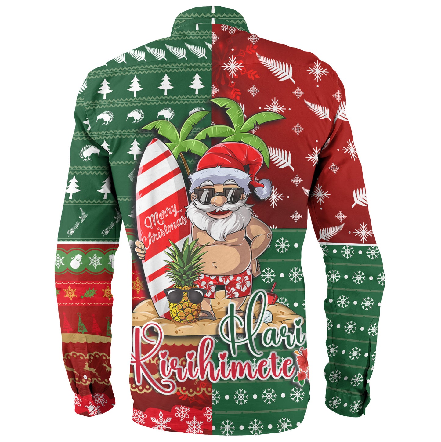 New Zealand Long Sleeve Shirt Maori Hari Kirihimete Tropical Xmas Patterns