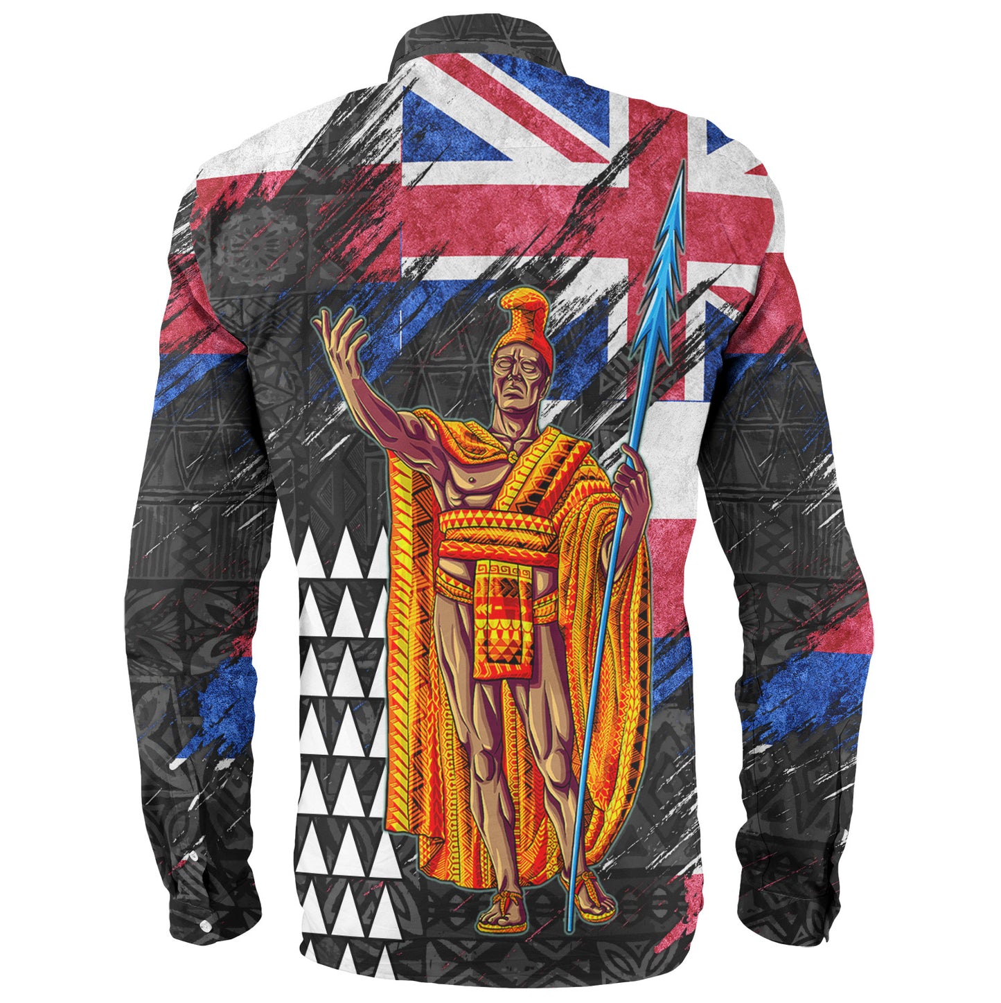 Hawaii Long Sleeve Shirt  Hawaii King Grunge Style Color Flag Style
