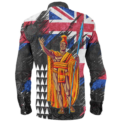 Hawaii Long Sleeve Shirt  Hawaii King Grunge Style Color Flag Style