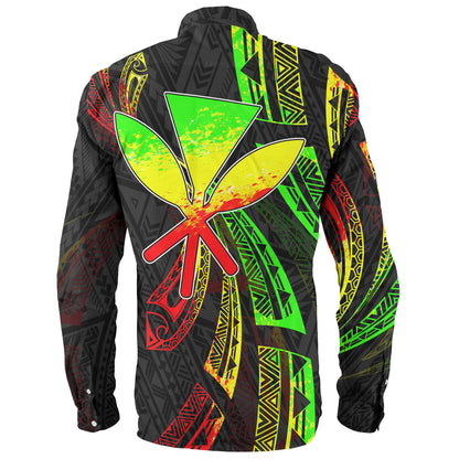 Hawaii Long Sleeve Shirt Kanaka Maoli Polynesian Pattern Reggae Color