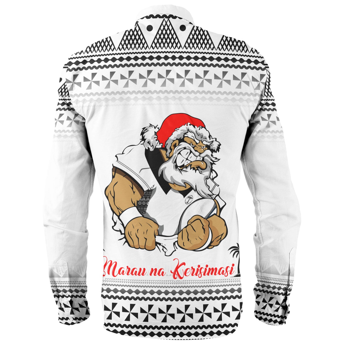 Fiji Long Sleeve Shirt Marau na Kerisimasi Rugby Santa Style