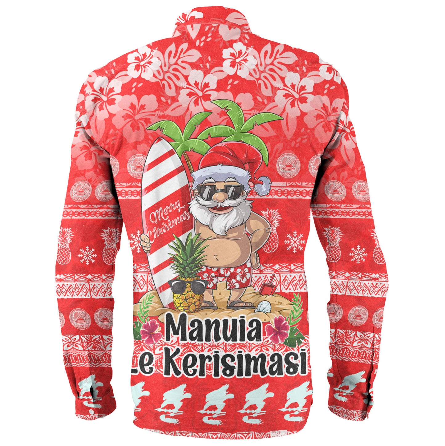 American Samoa Long Sleeve Shirt Manuia Le Kerisimasi Tropical Xmas Patterns
